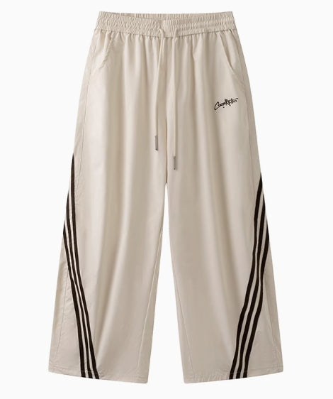 ストライプ切り替えユニセックススポーツパンツ