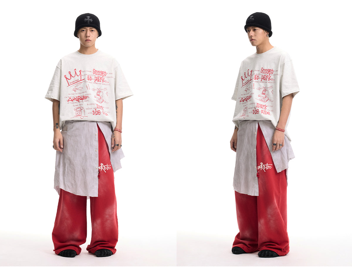 ロゴプリント ゆったり半袖Tシャツ