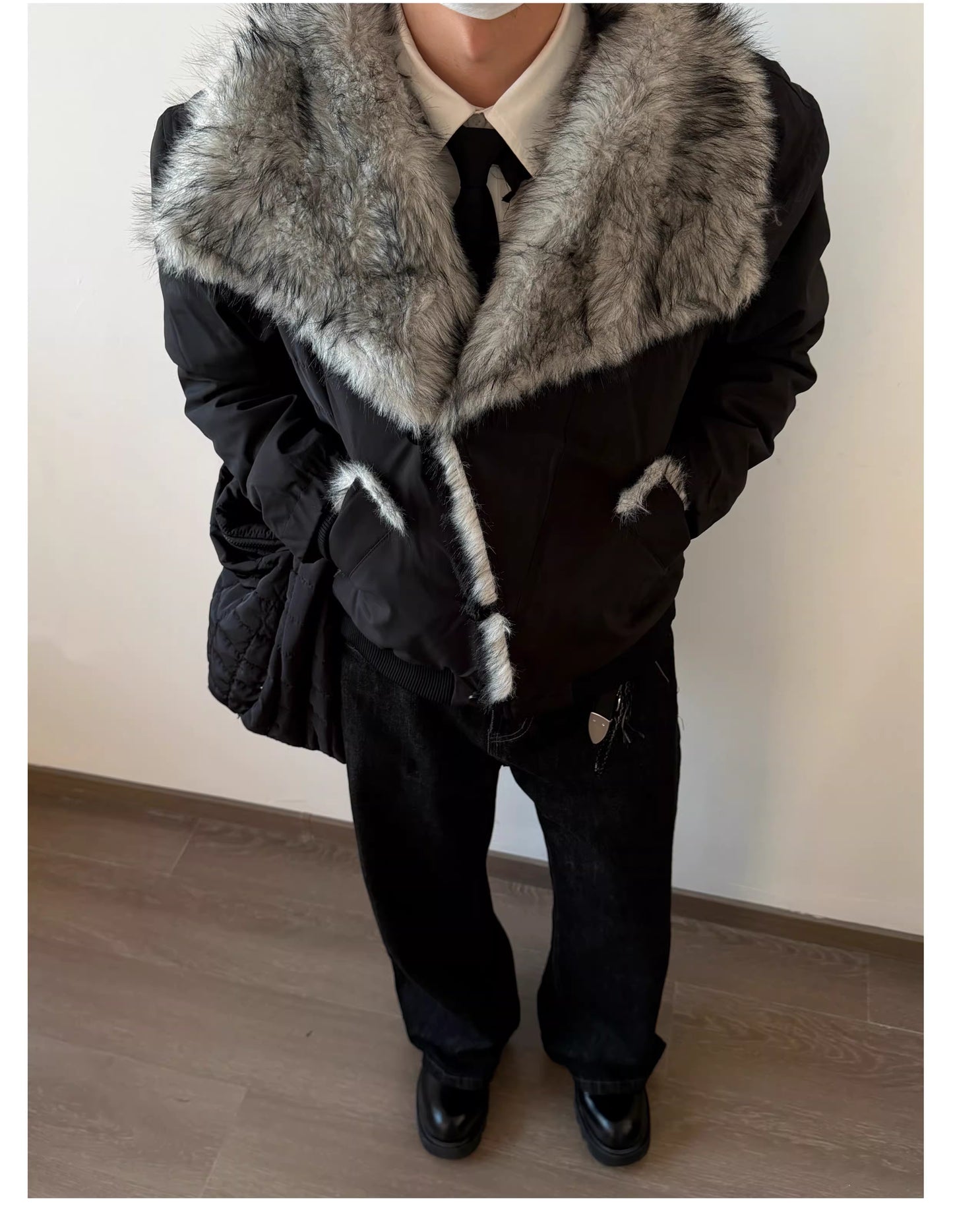 ショート丈 ボア襟ジャケット