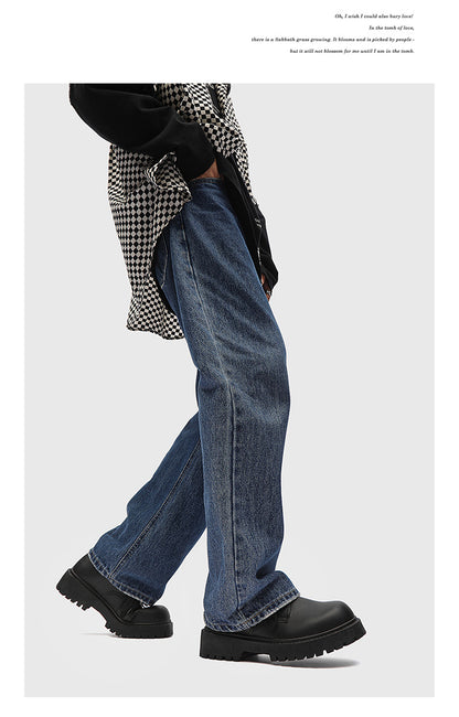 メンズ厚底ラウンドトゥレザーシューズ