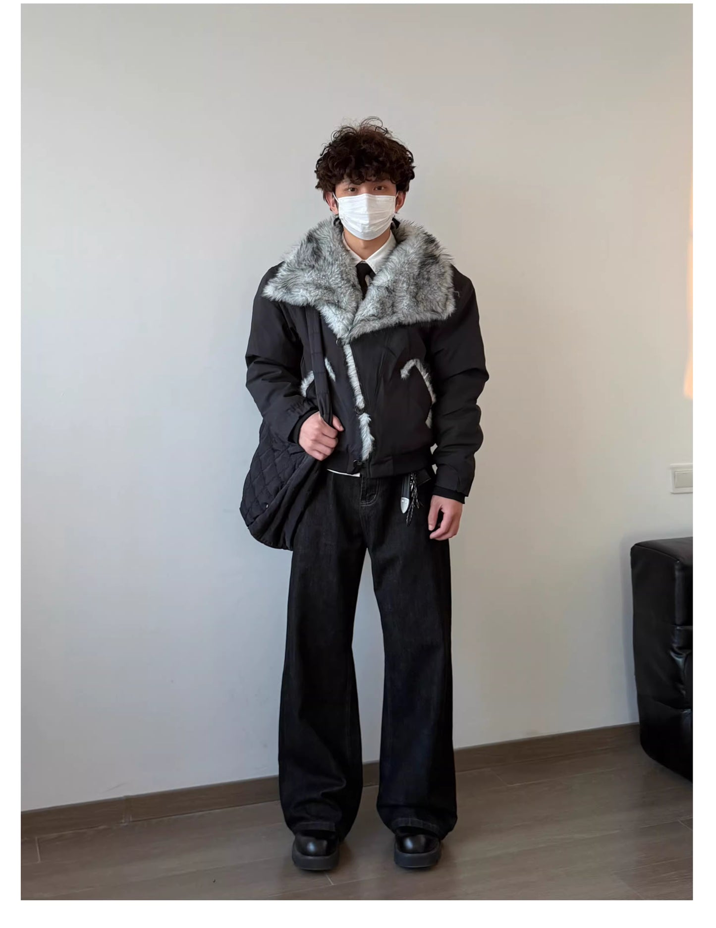 ショート丈 ボア襟ジャケット