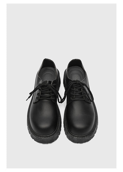 メンズ厚底ラウンドトゥレザーシューズ