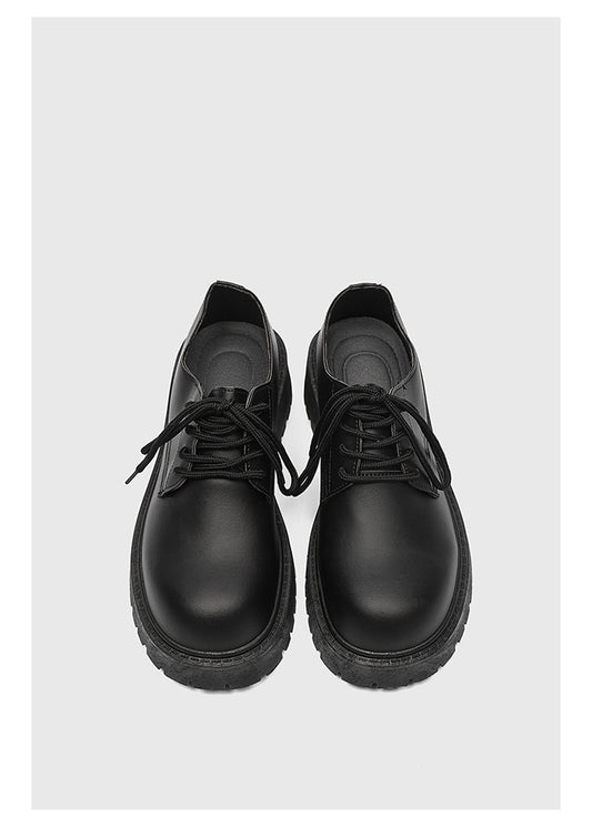 メンズ厚底ラウンドトゥレザーシューズ