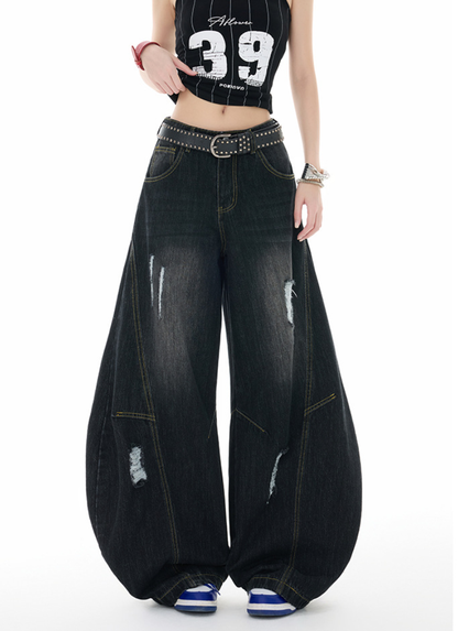 アメリカンヴィンテージ ダメージカーブデニムパンツ