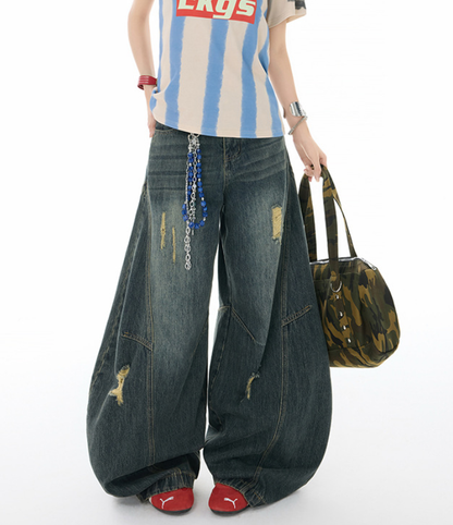 アメリカンヴィンテージ ダメージカーブデニムパンツ