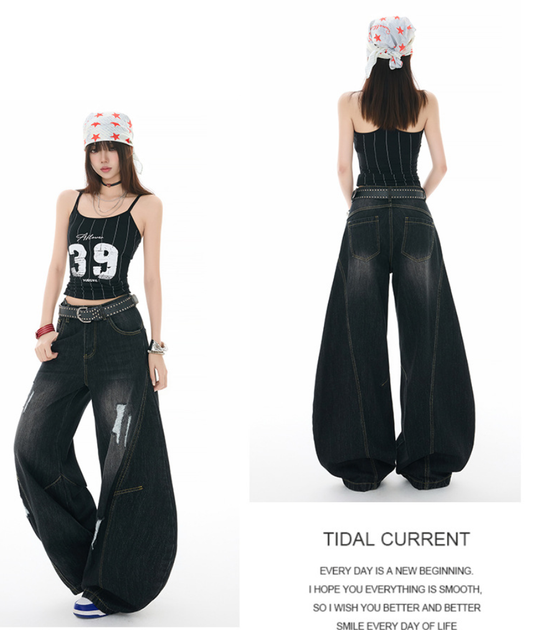 アメリカンヴィンテージ ダメージカーブデニムパンツ