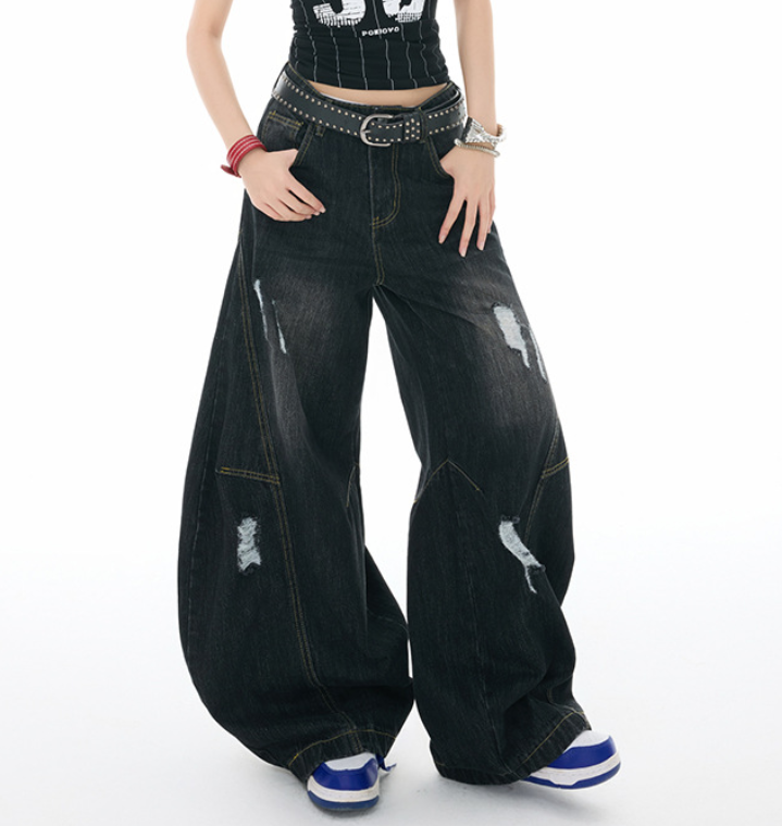 アメリカンヴィンテージ ダメージカーブデニムパンツ