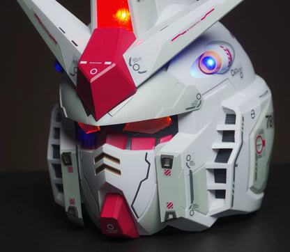 RX-78 style wearable light-up mecha helmet front view