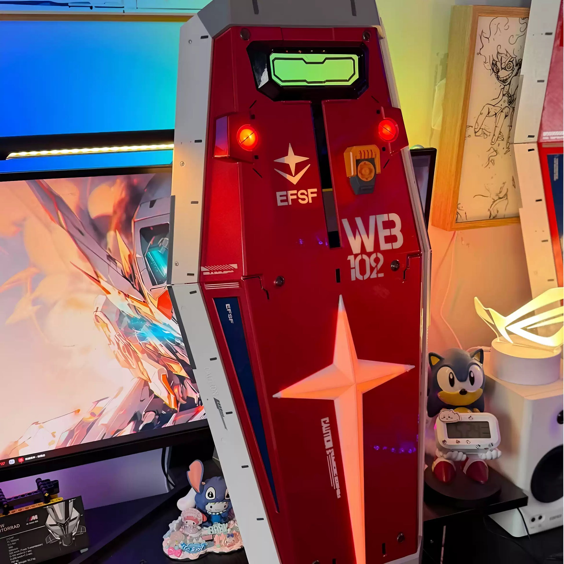WB 102 light-up shield angled display view